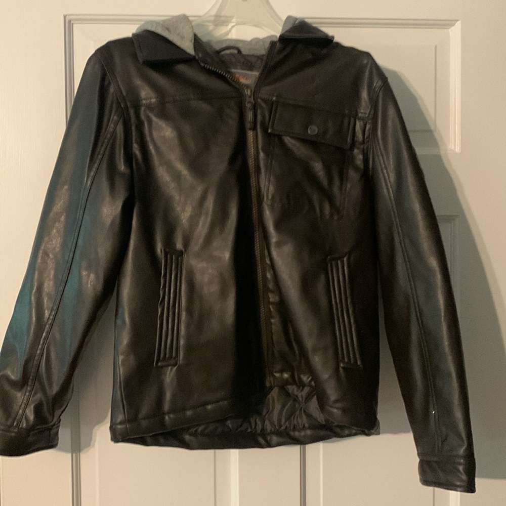 Boys faux leather bomber jacket. Size 14/16.